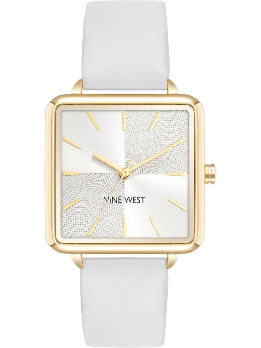 Women's White Gold Crystal Lens Faux Leather Strap Stylish Dress Wrist Watch